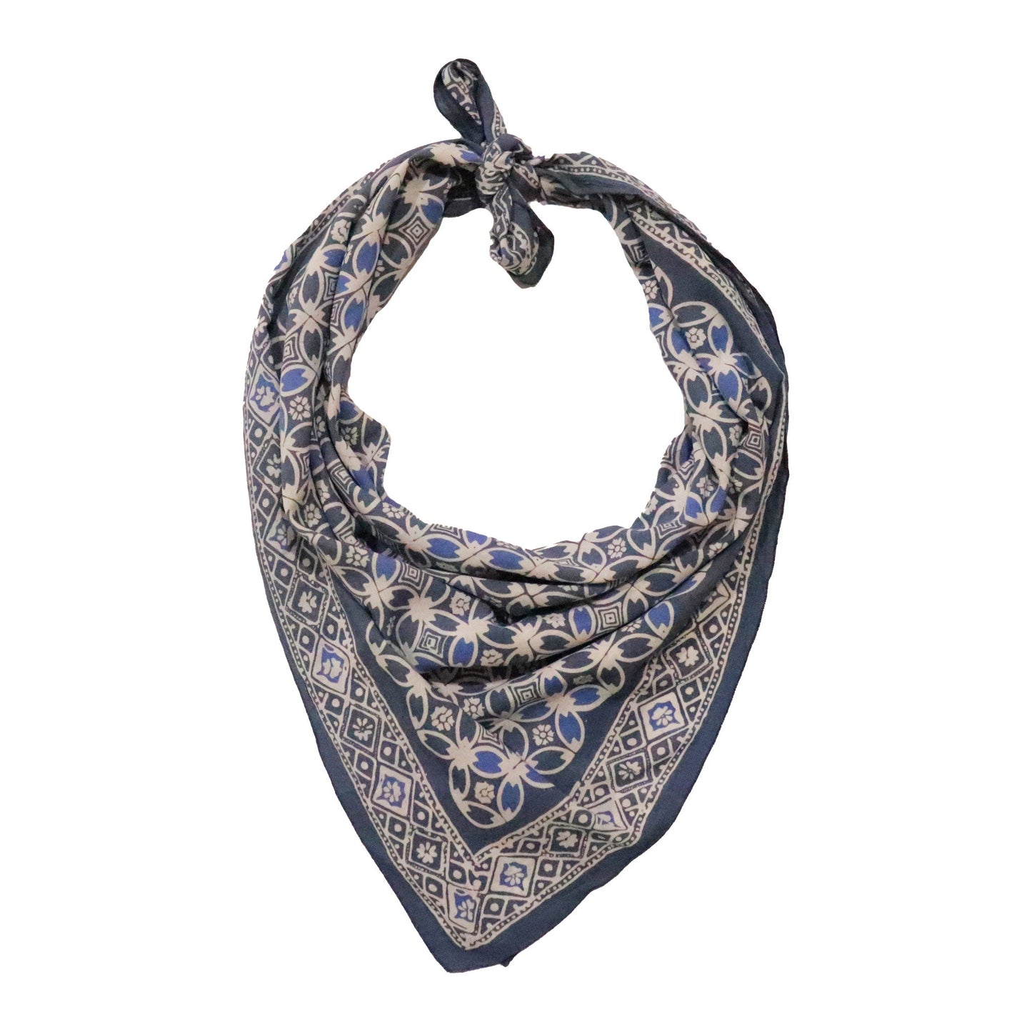 Large 39" Hand Dyed Batik Bandana Charcoal Gray, Size XL Scarf, Oversized - Osadia Concept Store