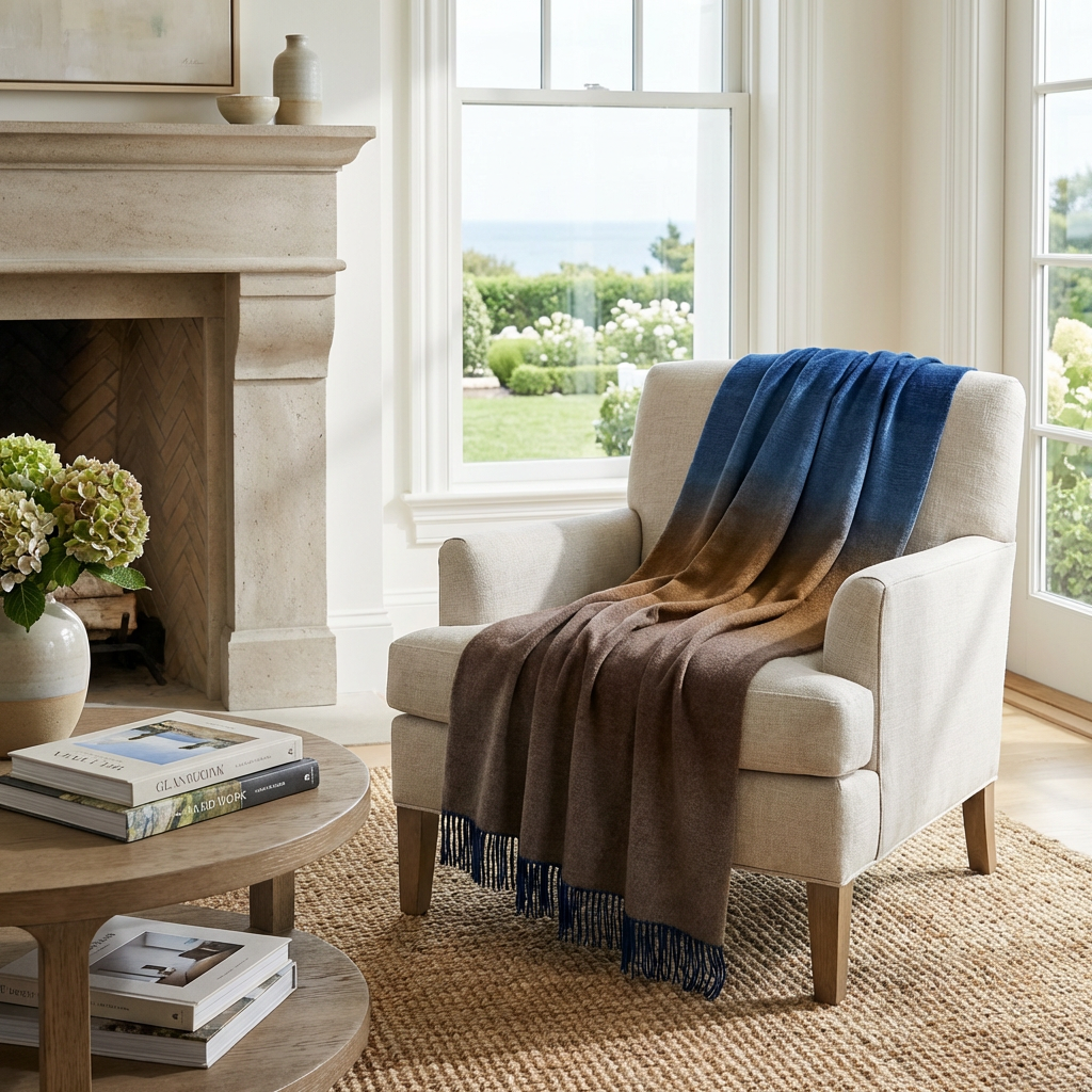 Whisper Ombre Merino Wool Throw – Horizon | Prince of Scots