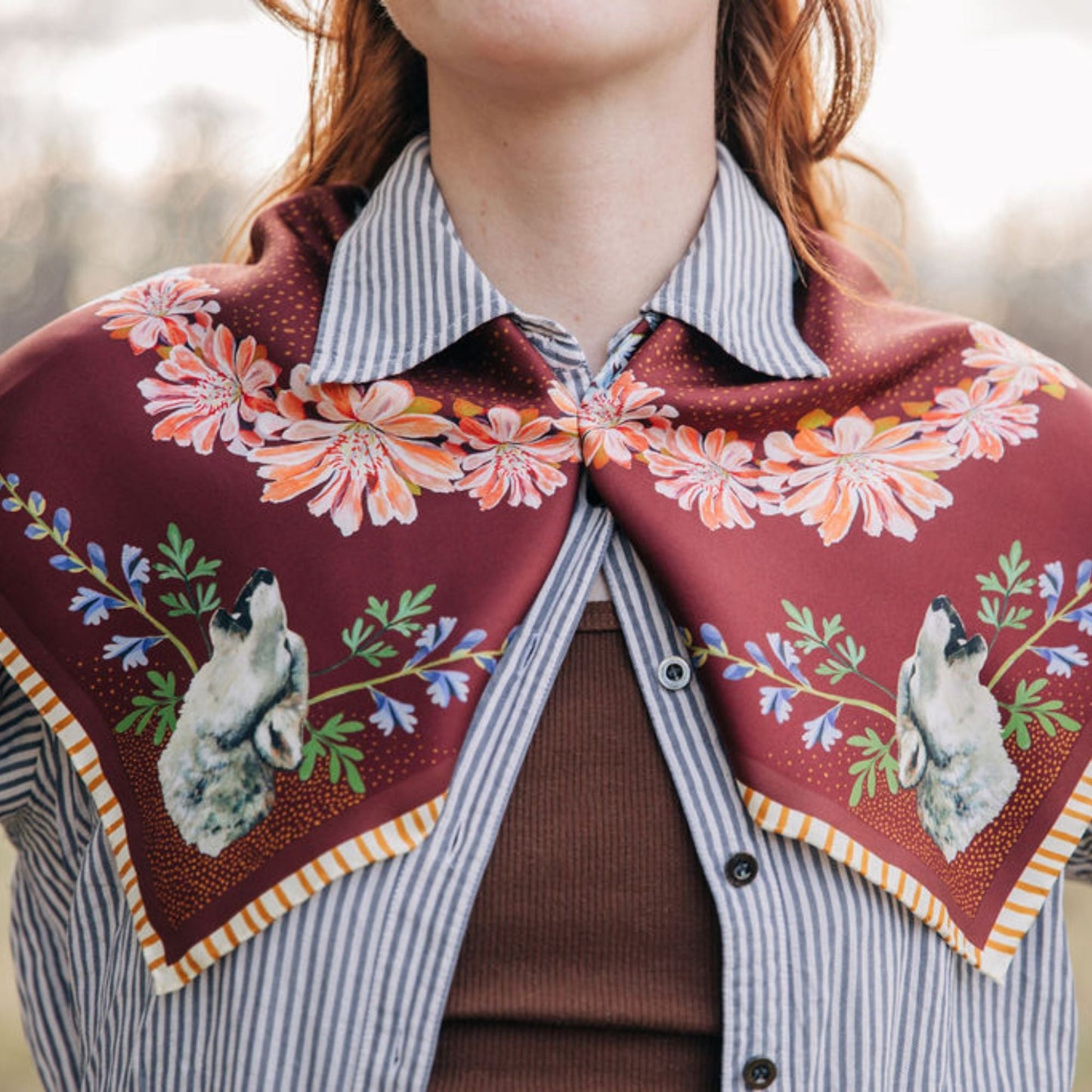 100% Silk Scarf: Lupine - Wolf Wildflower Pattern