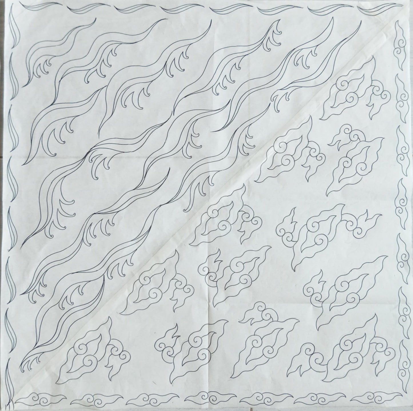 Fully Hand Drawn Batik Tulis Bandana, Floating on Water