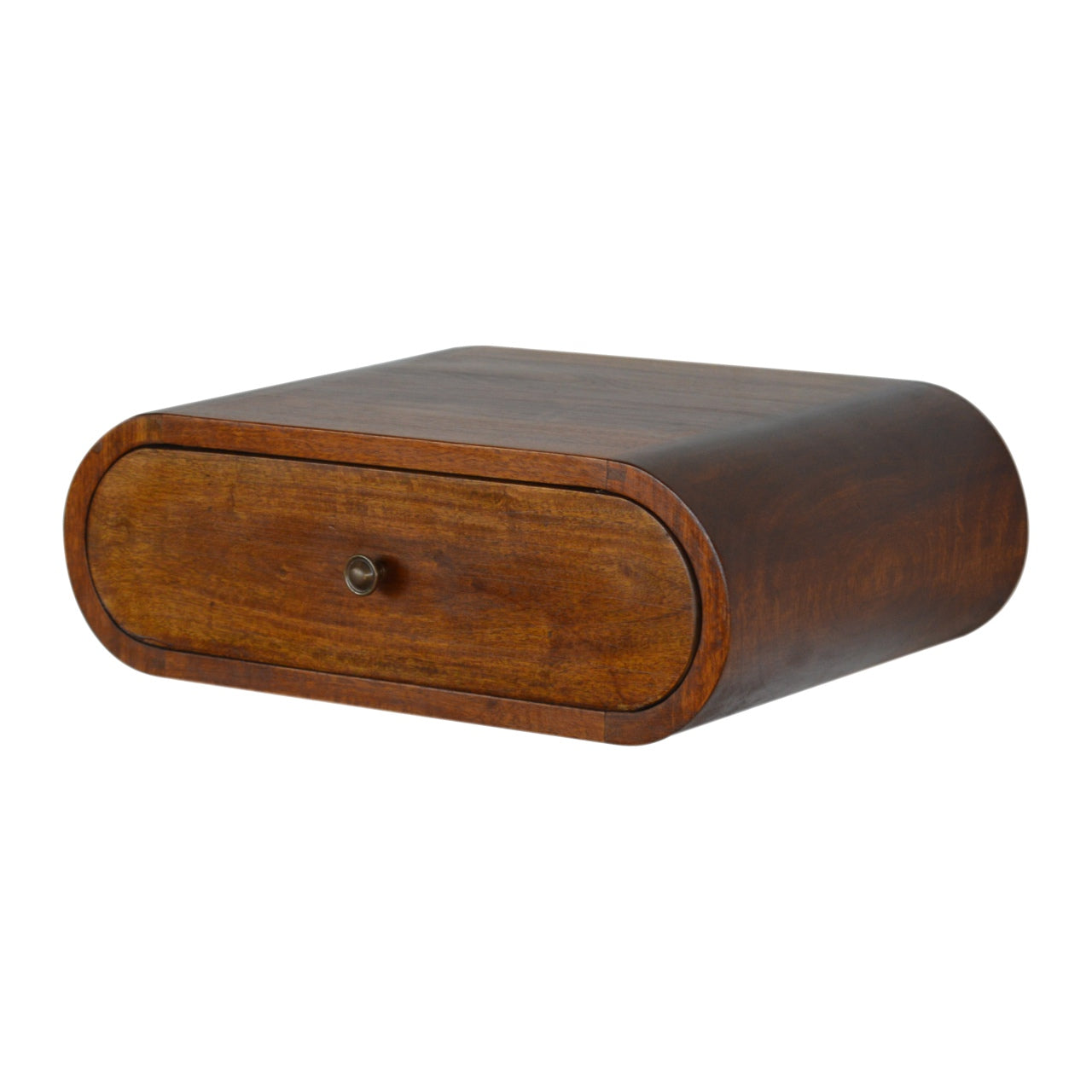 Wall-Mounted Round Chestnut Bedside