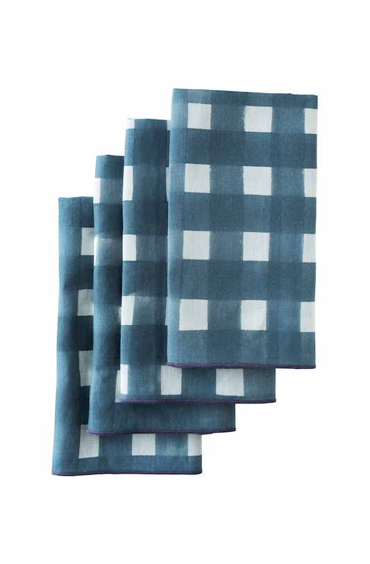 Blue Cross-Hatch Napkin Set of 4