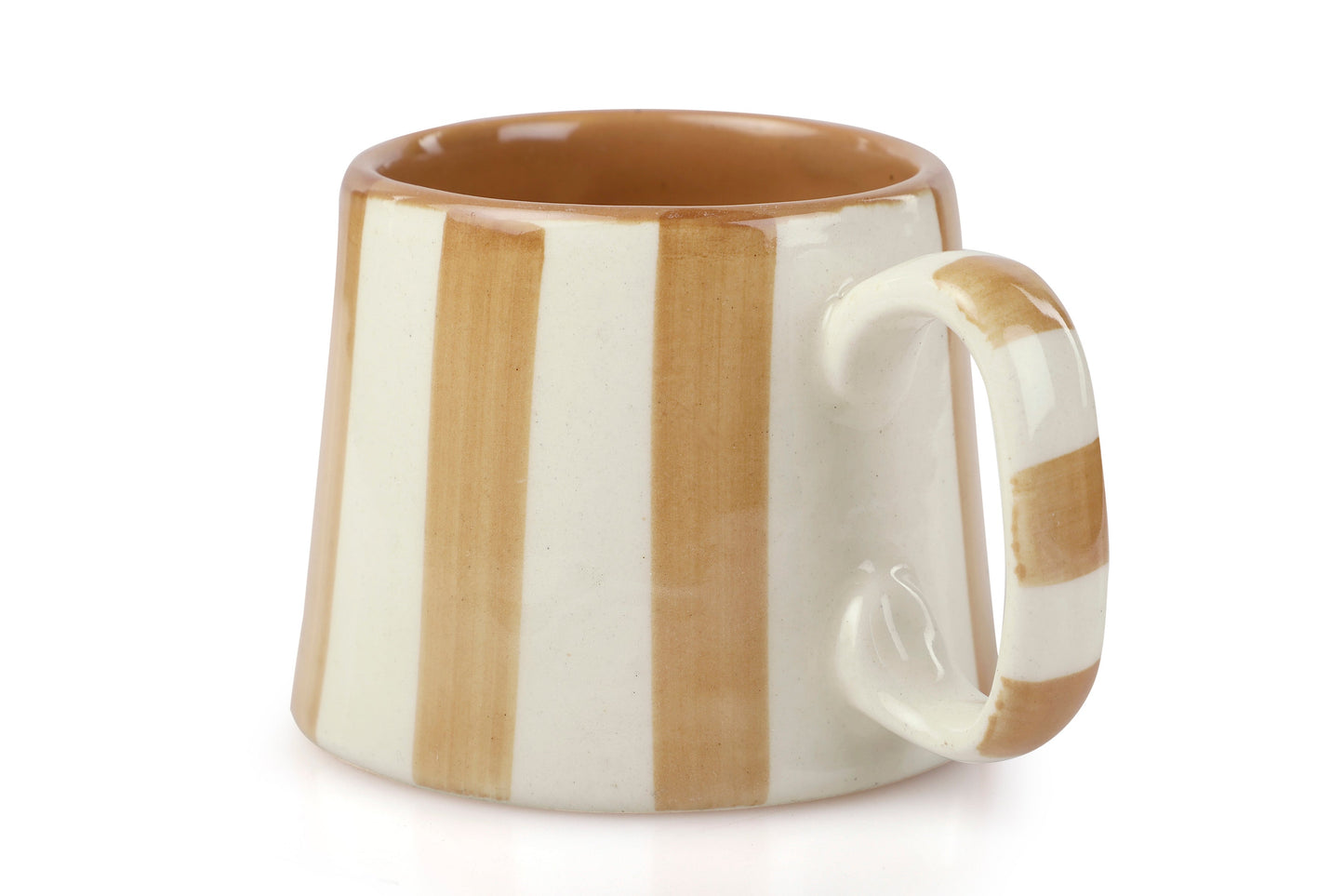 Ceramic Brown Stripe  Coffee cup - 3.5 x 2.5 Inches ( Set of 4 )