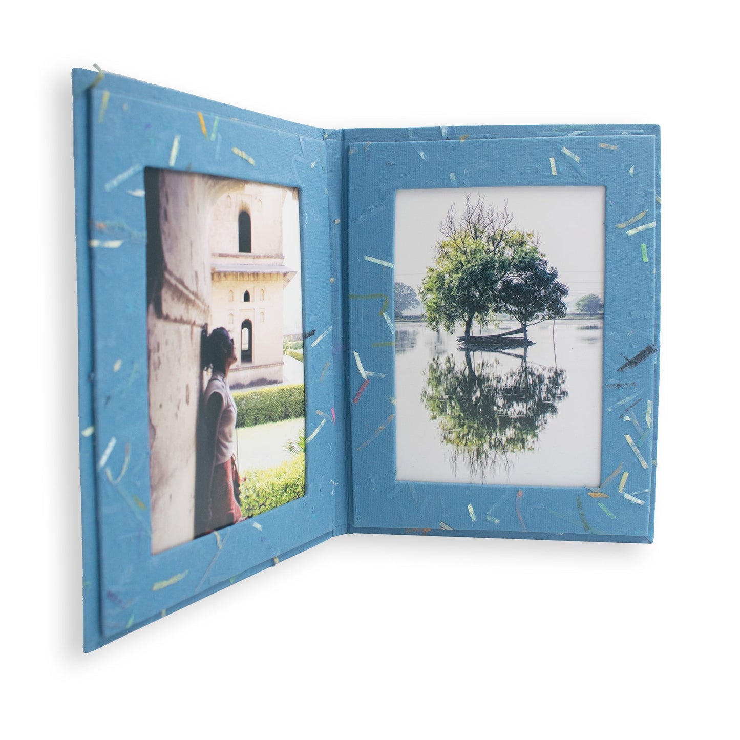 Handmade Double Photo Frames | Upcycled Tree-Free Paper | Fair Trade | Set of 5