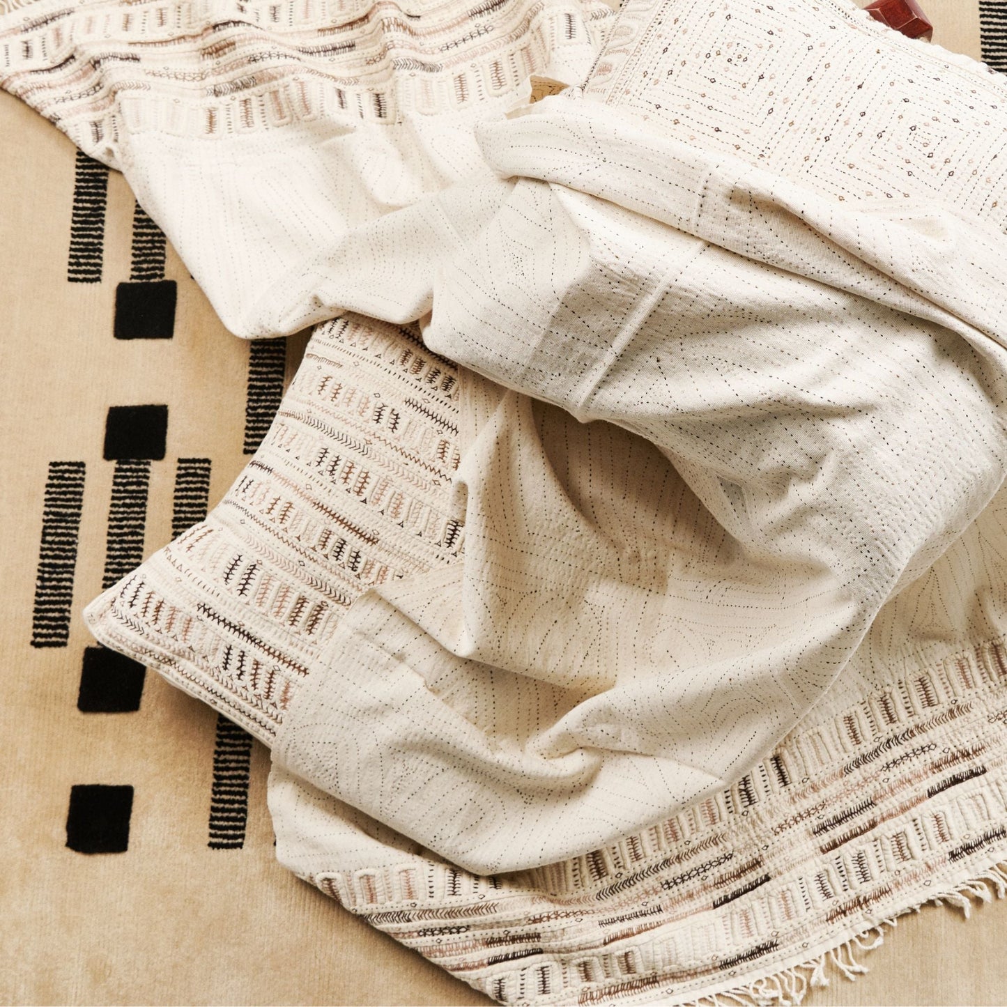 Dahli Coral Hand Woven Hand Embroidered Artisanal Pillow