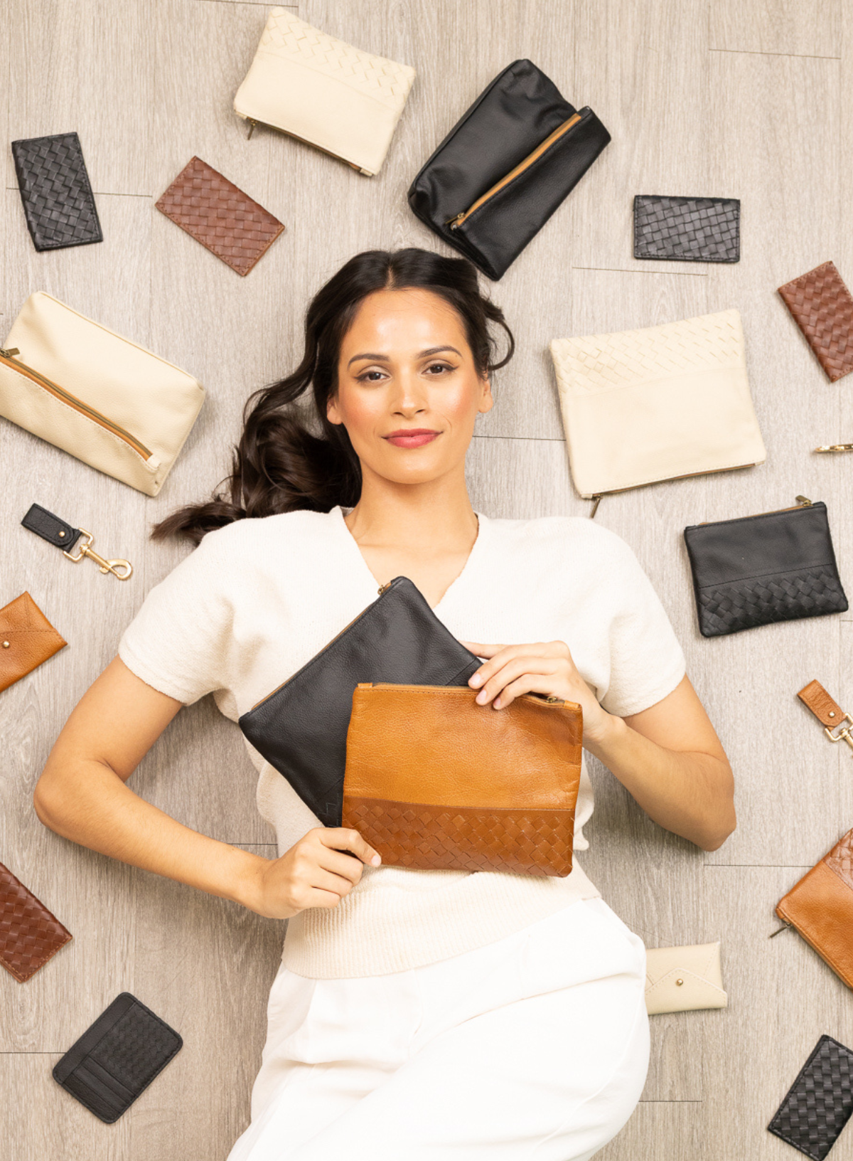 Large Pouch, Key Chain & Slim ID Bundle - Cognac