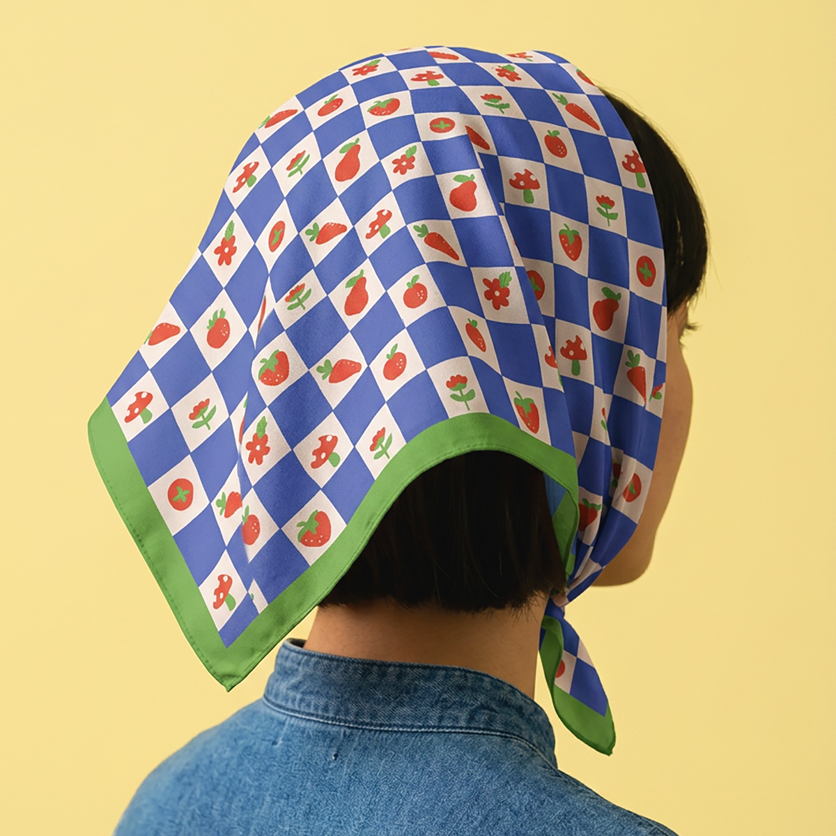 Blue Checkers Cotton Bandana