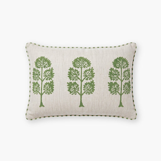 Neera Lumbar Hand-Printed Pillow Cover - Fern Green
