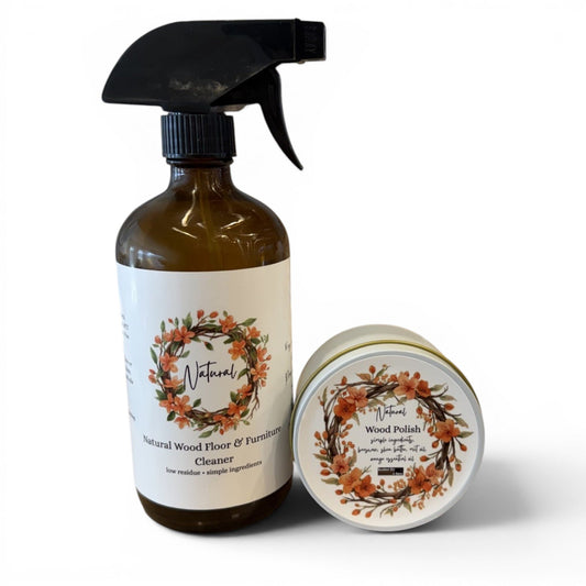 Natural Wood Care Kit | Wood Floor Cleaner & Wood Butter for Hardwood Floors and Furniture