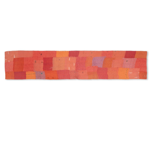 Mosaic Fray Patch Vintage Kantha Runner - Carrot
