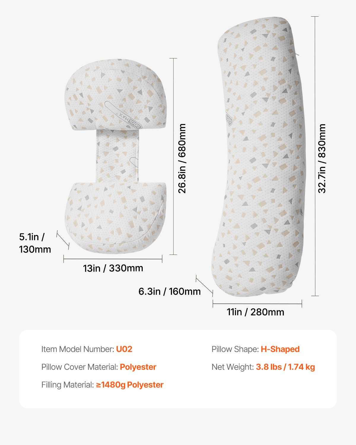 Adjustable Pregnancy Pillow - H-Shape Full Body Support for Better Sleep - Osadia Concept Store