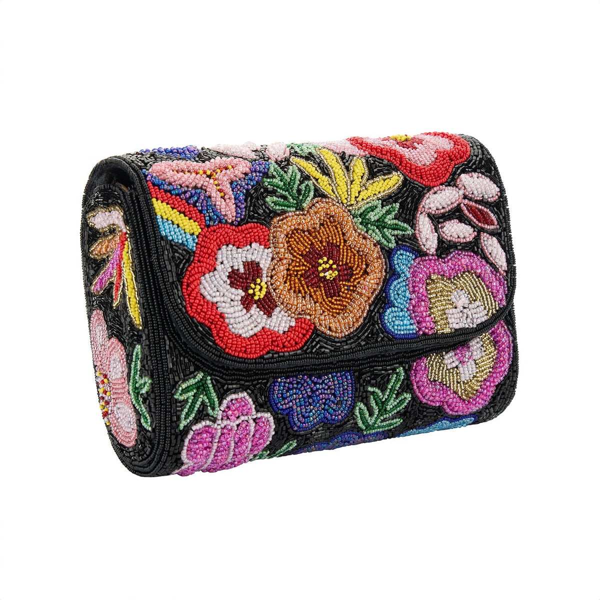 Frida Multicolour Beaded Statement Bag | Wedding Guest Evening Black Clutch