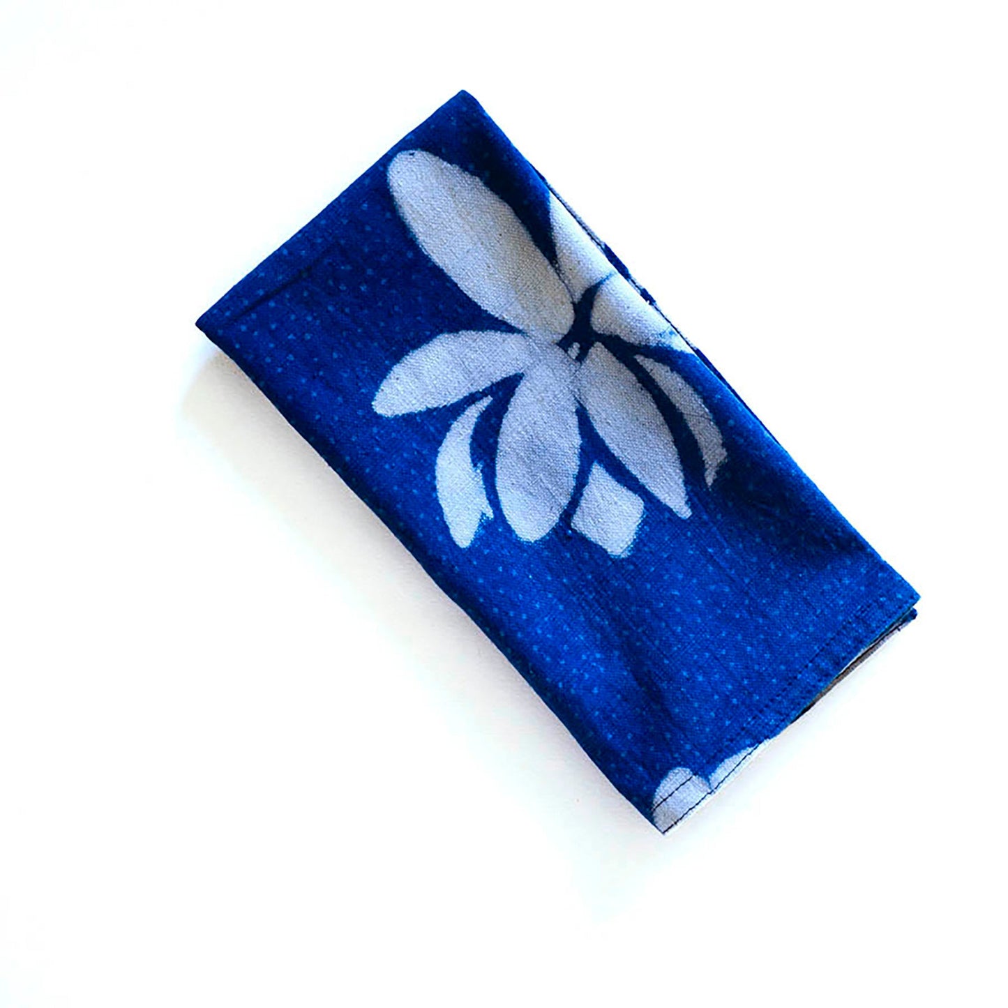 Hand Block Printed Blue Lotus Napkin (Set of 4) - Lotus Blue