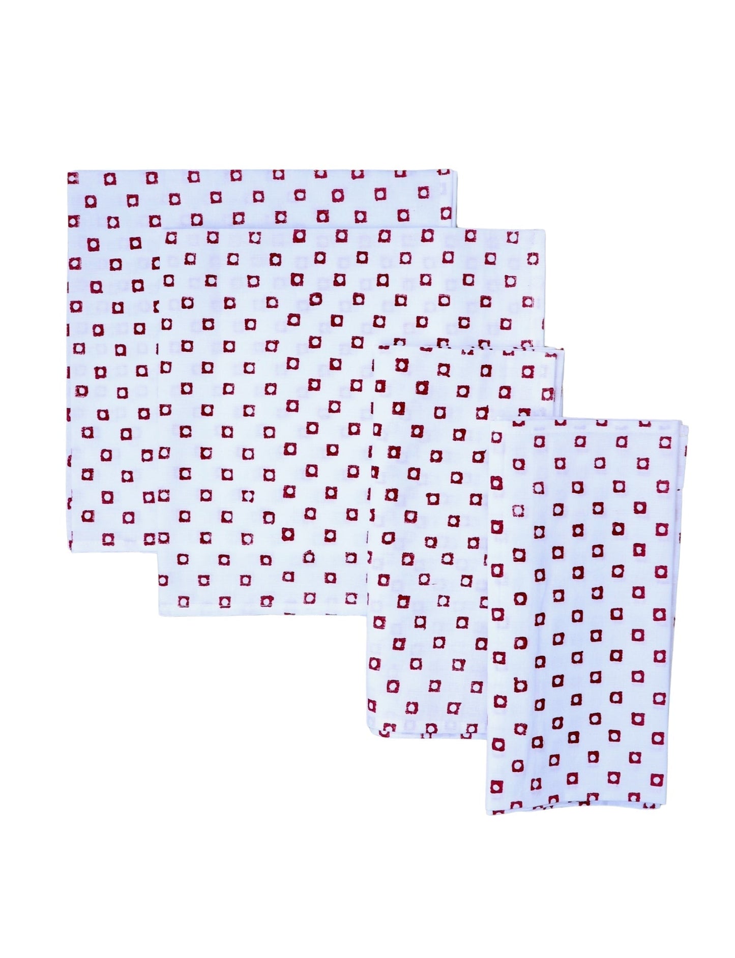 S/4 Cloth Napkins - Red Squares
