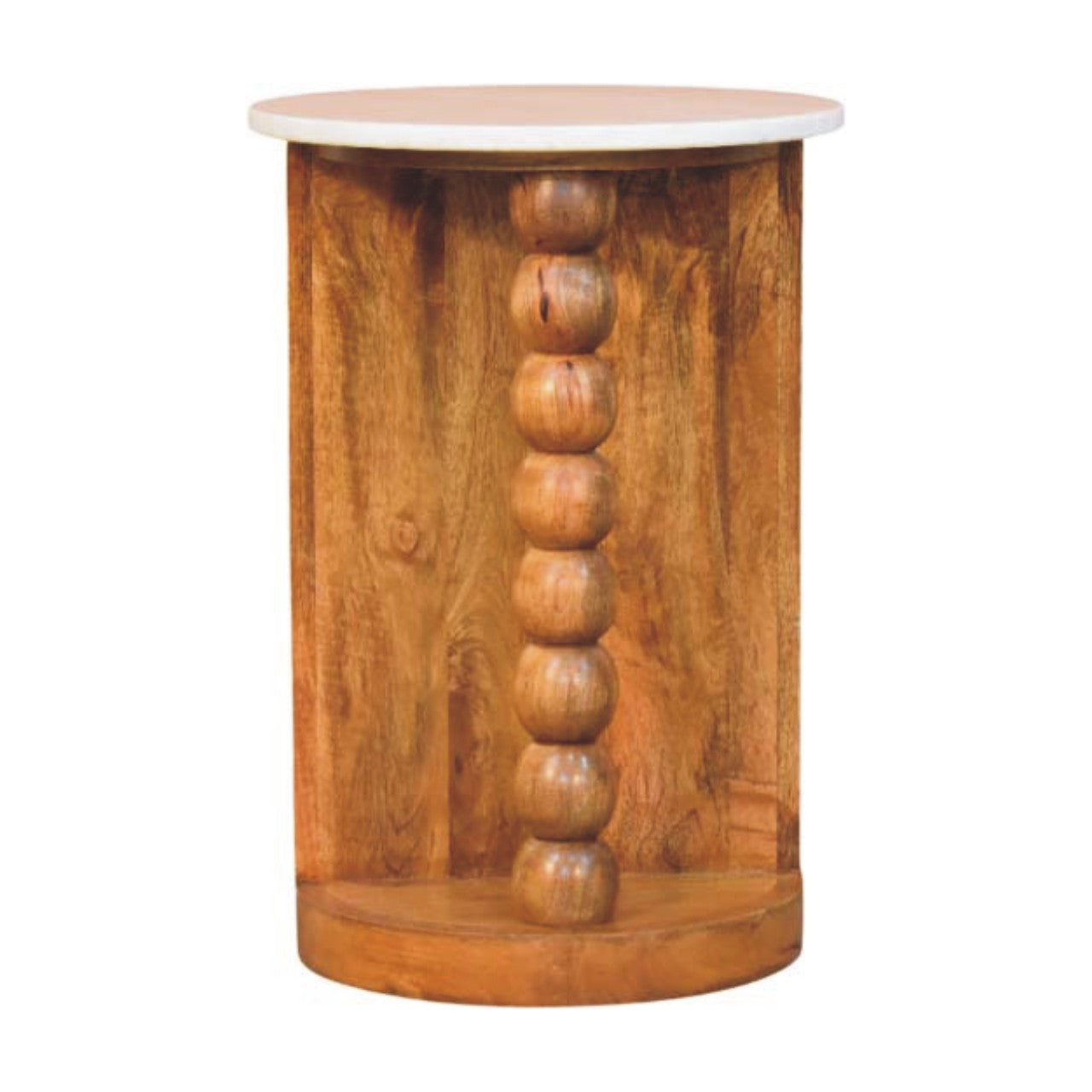 Solid Wood Marble-Top Spindle Side Table