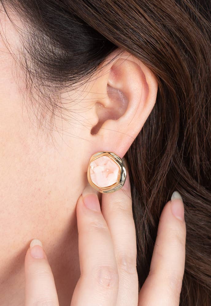 Opulence Opal Studs in Iridescent Pink