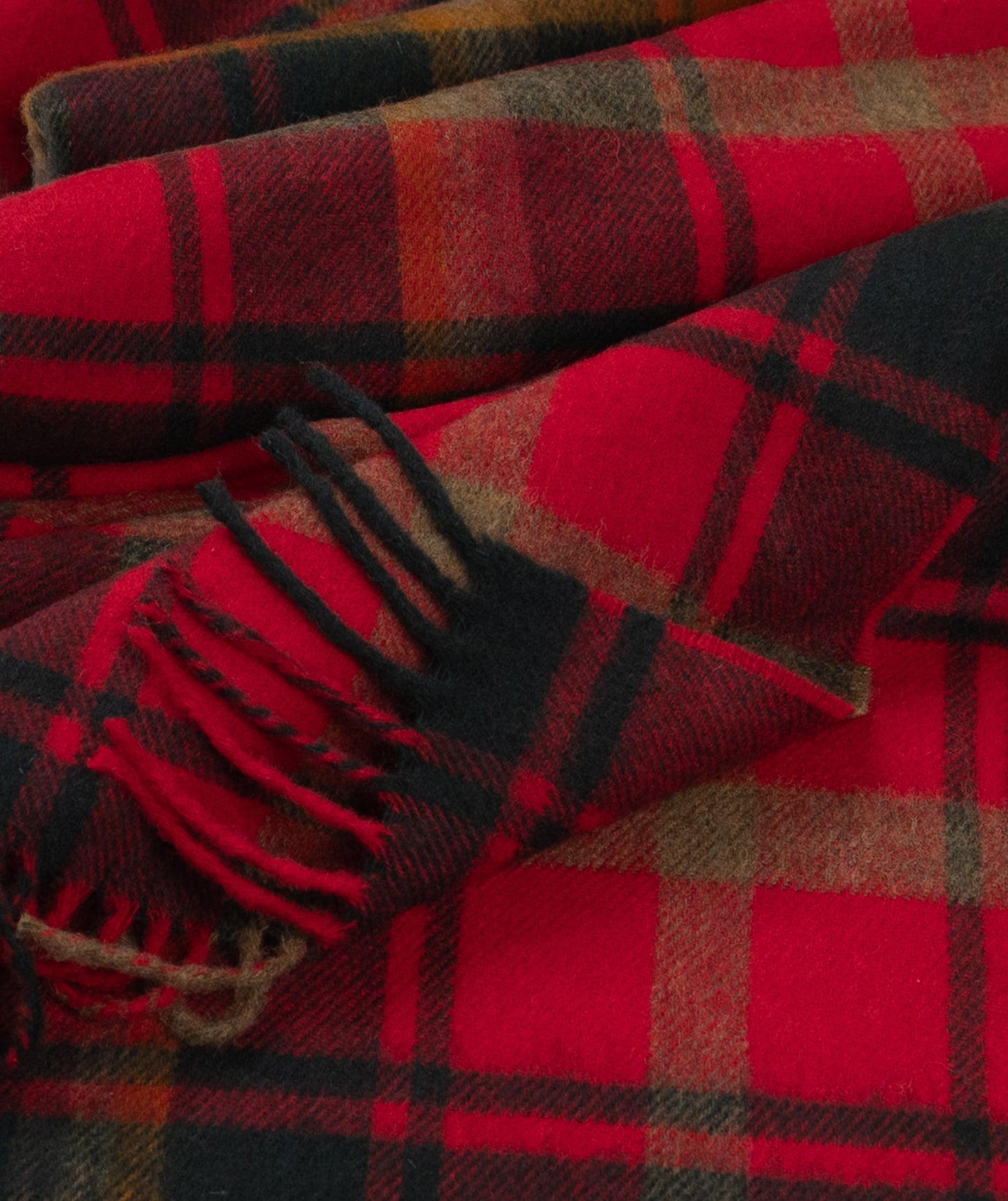 Highland Tartan Tweed Merino Wool Throw ~ Dark Maple ~