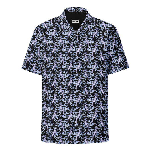 Dark Tide Tropical Black Hawaiian Shirt – Summer Ocean Button-Down