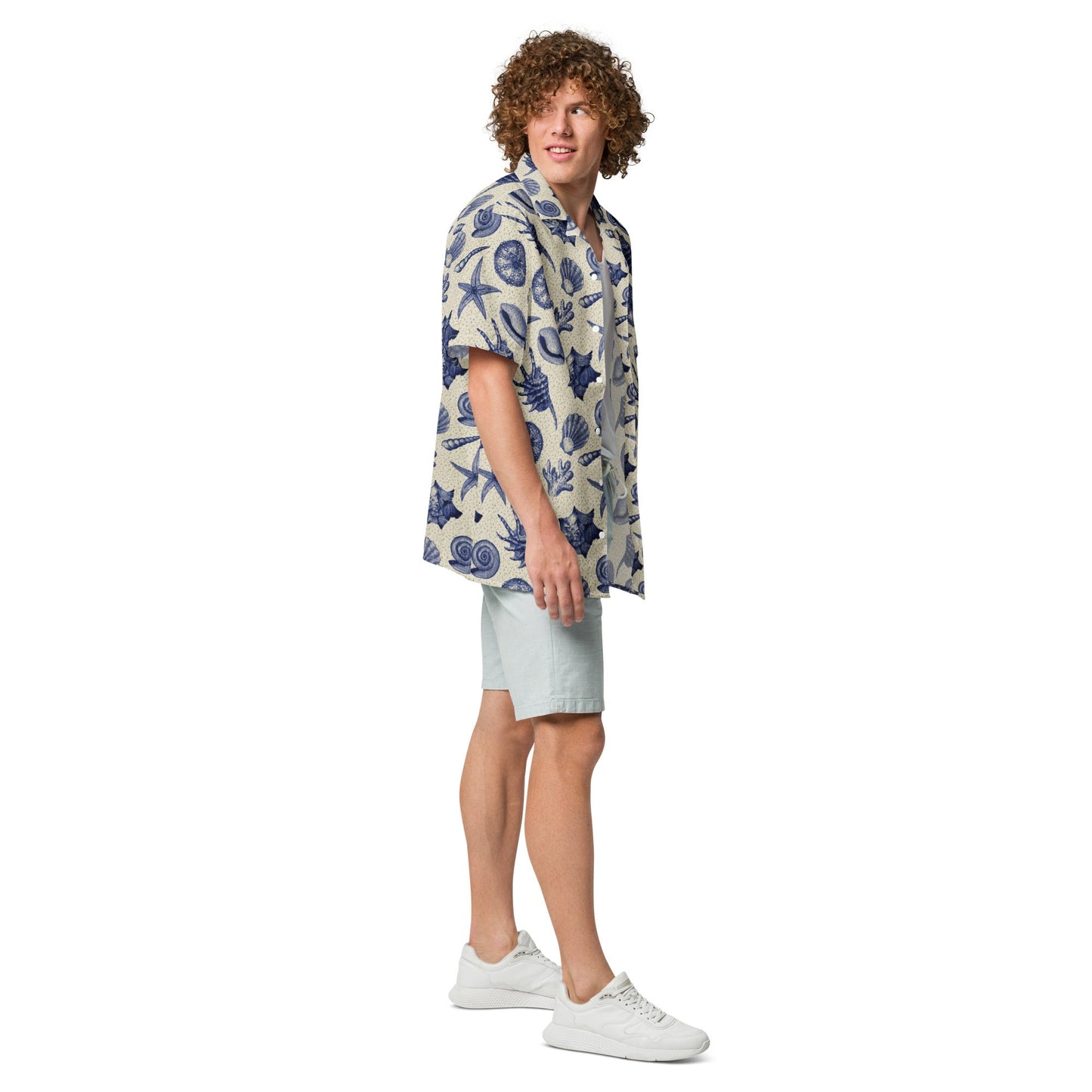 Men’s Vintage Beach Shell Hawaiian Shirt – Lightweight & Sustainable
