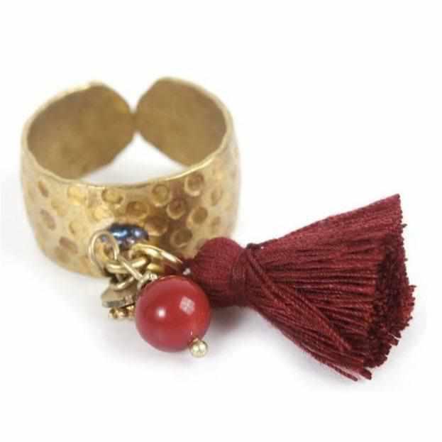 Aneesa Tassel Brass Adjustable Ring - Thailand