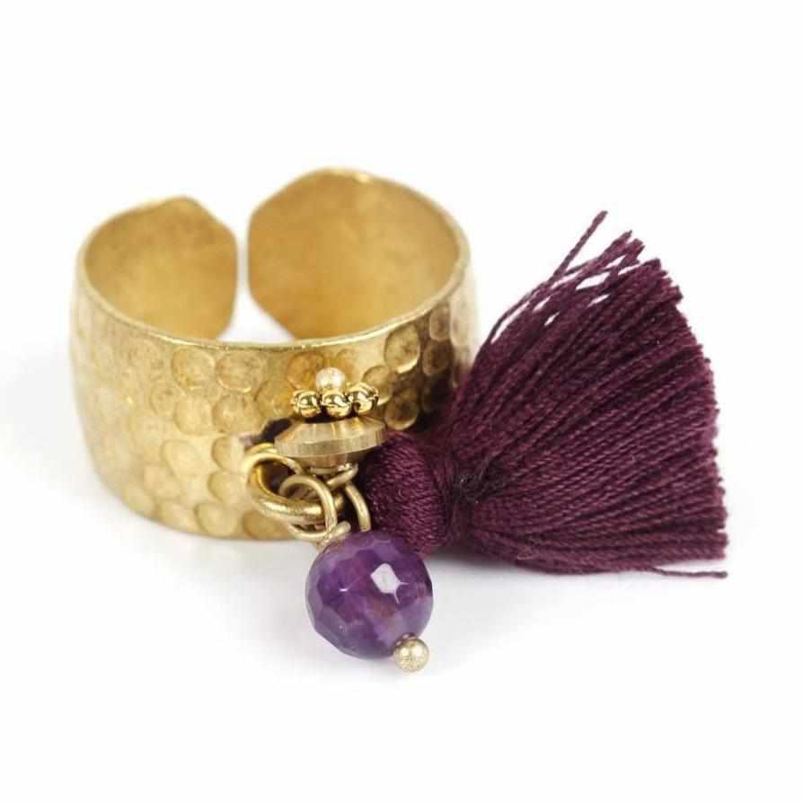 Aneesa Tassel Brass Adjustable Ring - Thailand