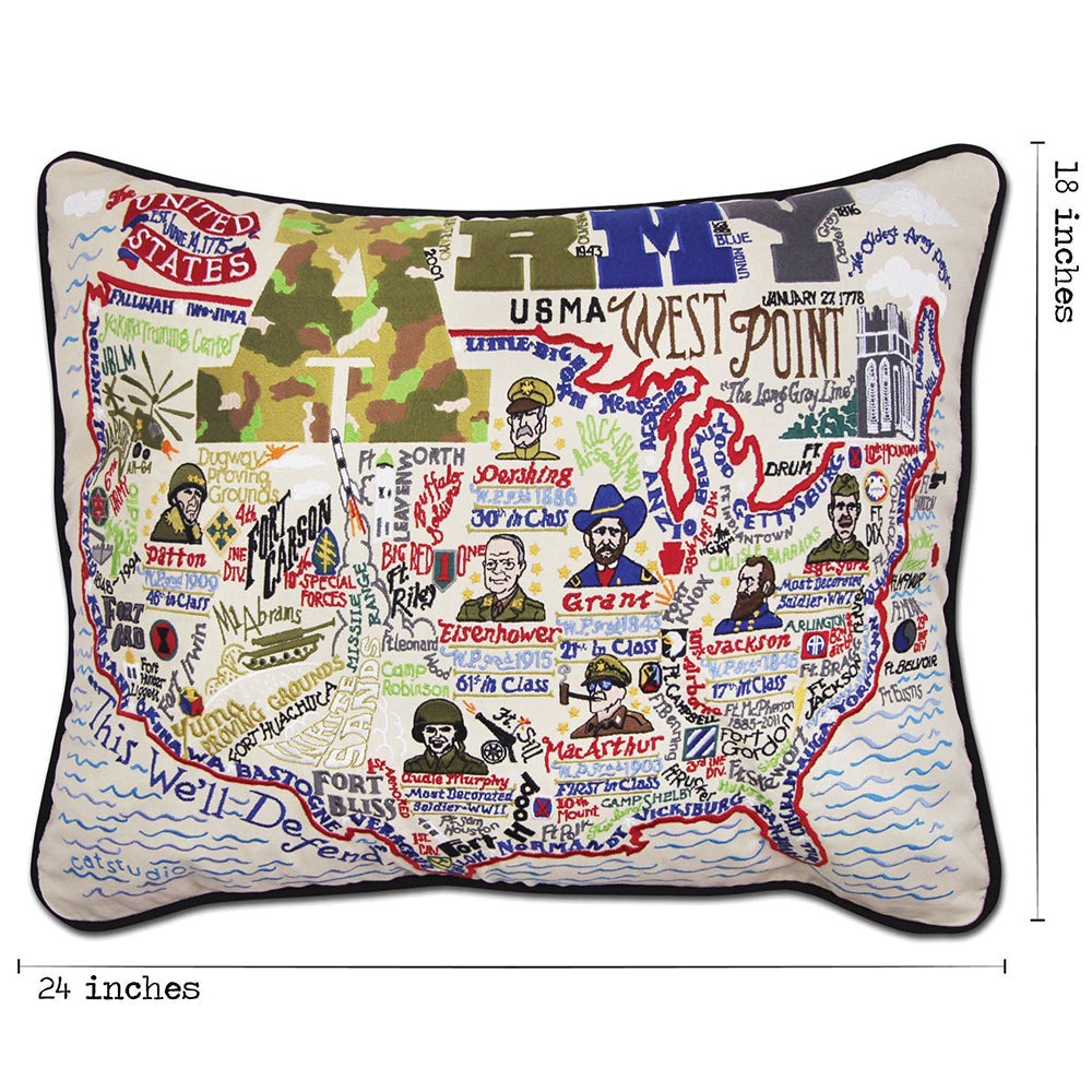 Army Large Hand-Embroidered Pillow - Osadia Concept Store