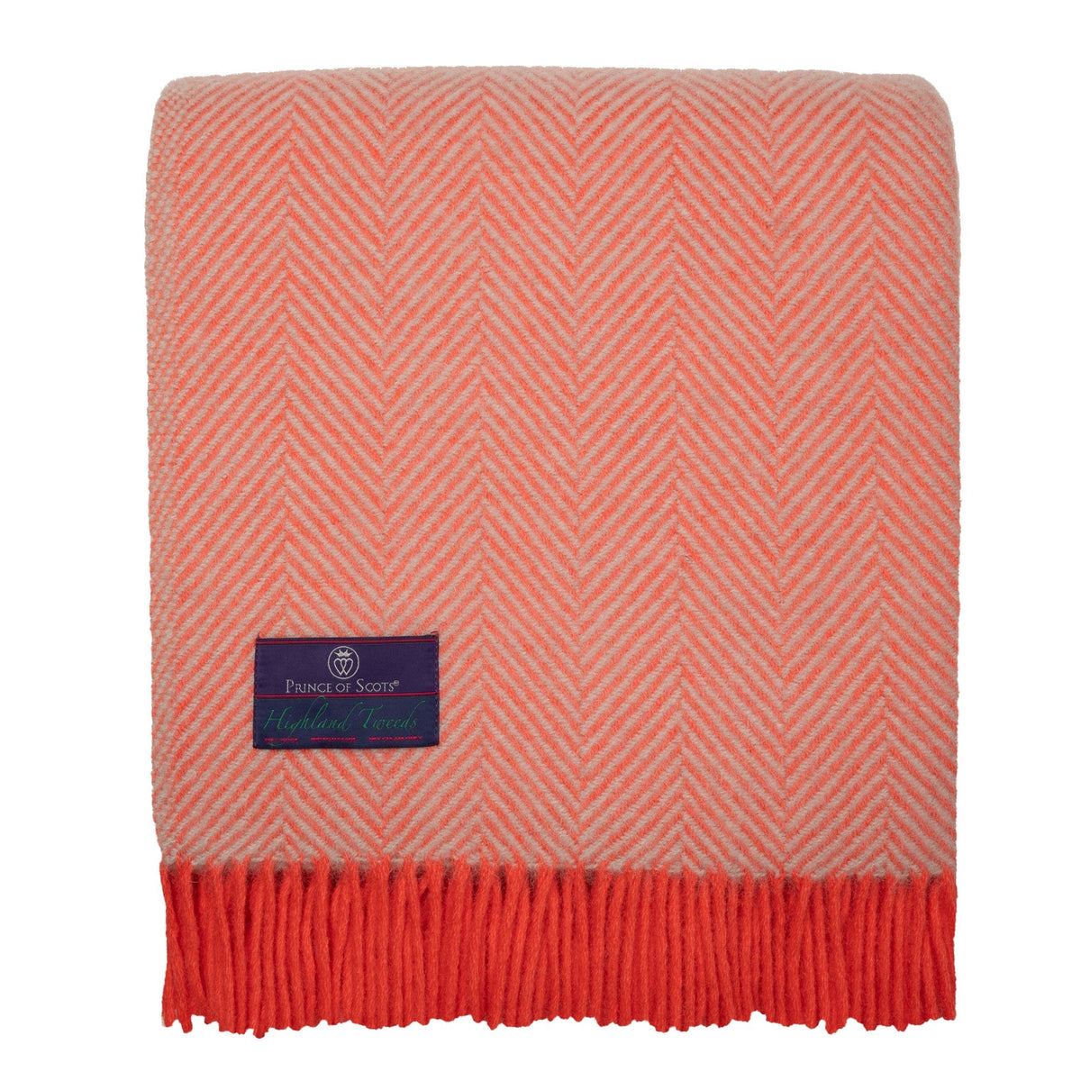 Highland Tweeds Herringbone  Pure New Wool Throw - Flamingo