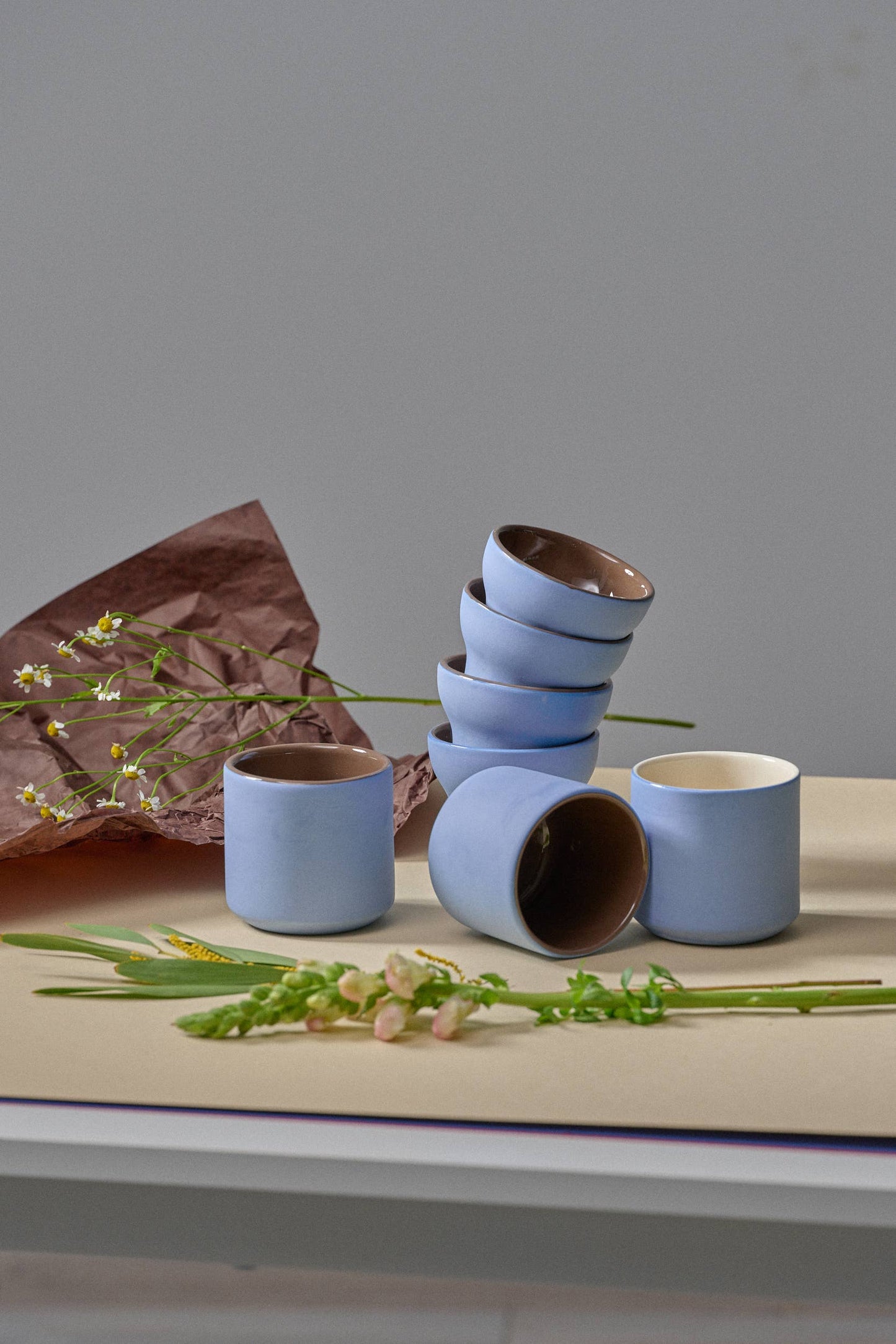 Handmade Porcelain Coffee Cup - Forget-me-Not small