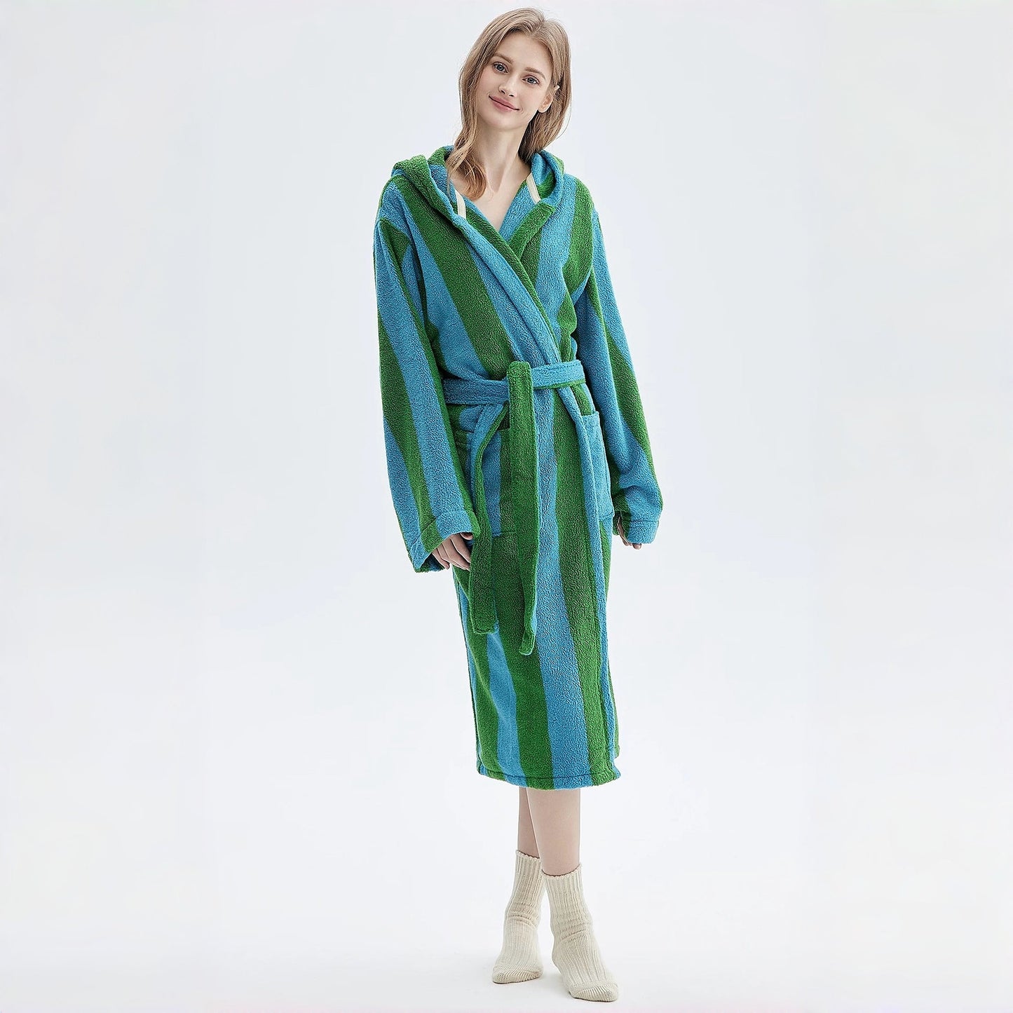 Ultra Soft Retro Whimsical Stripe Bath Robe