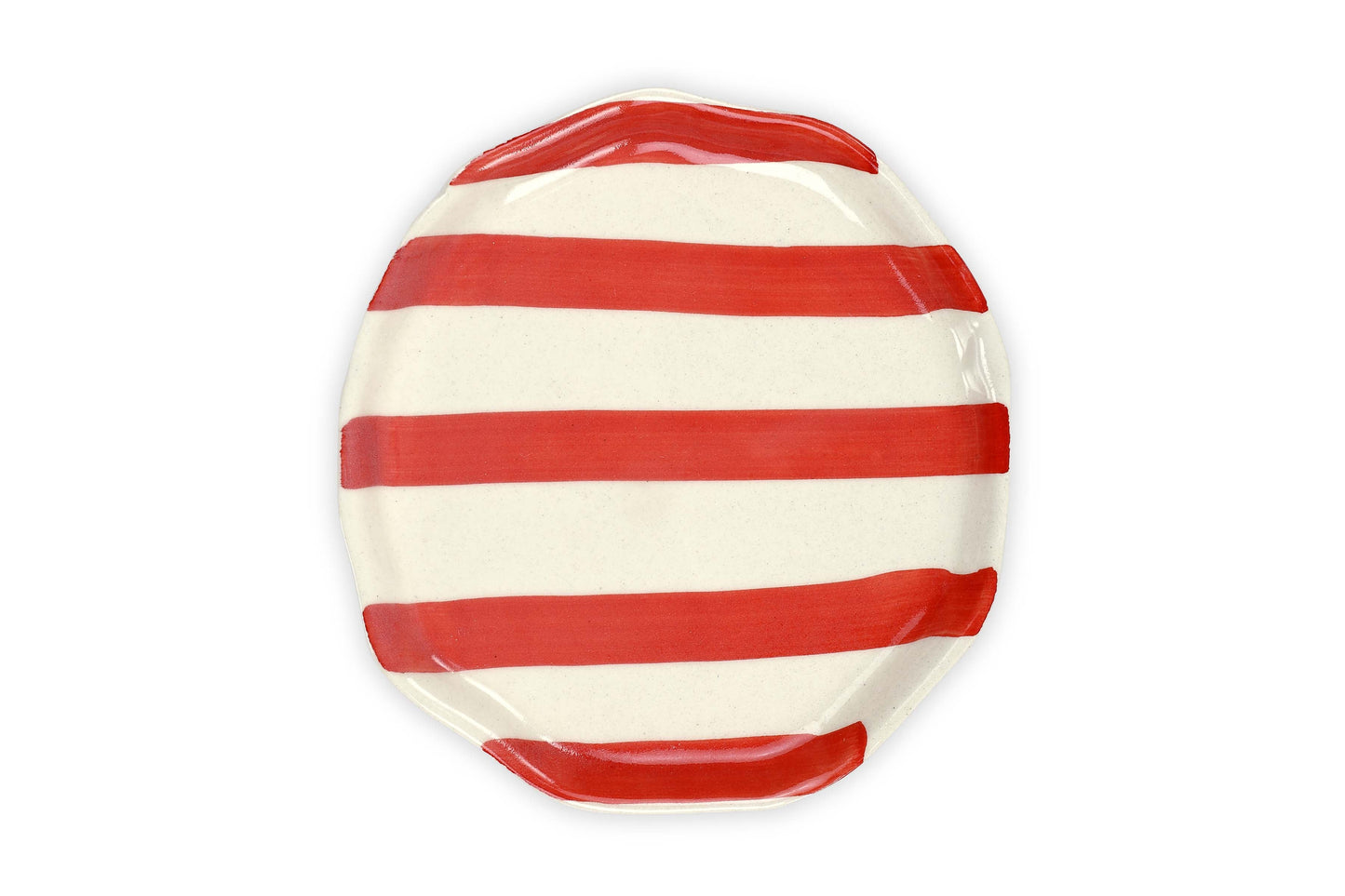 Ceramic Red stripe plate, 6.3x6.3 Inches ( Set of 4 )