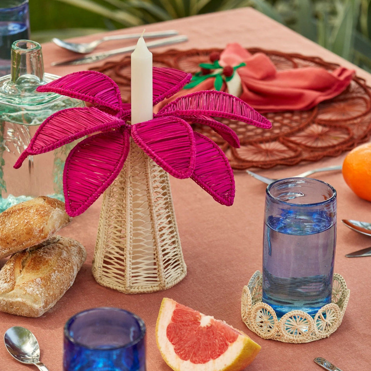 Palm Tree Candle Holder - Large - Hot Pink