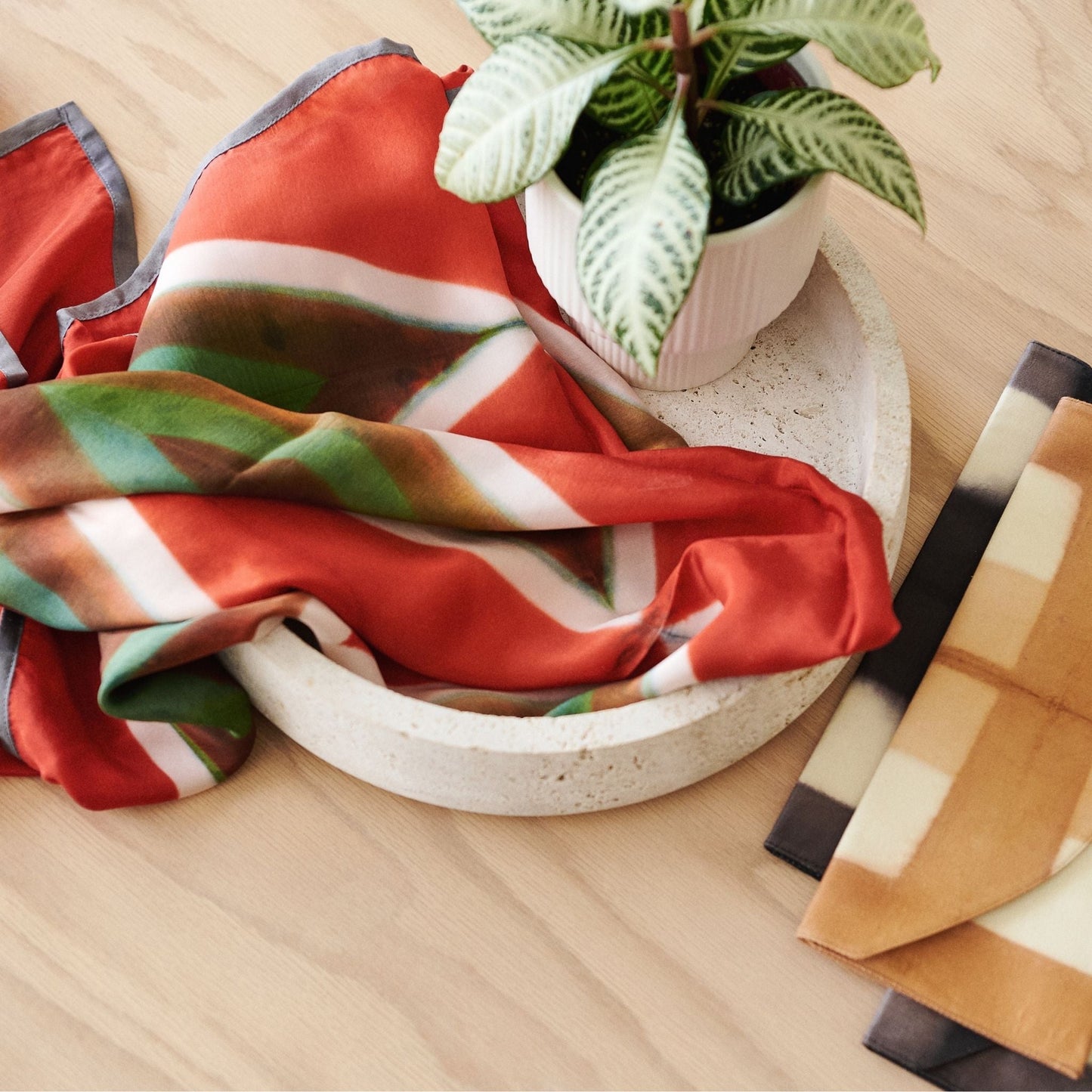 Fawn Square Silk Artisanal Scarf In Multicolor Hand Crafted Shibori Print