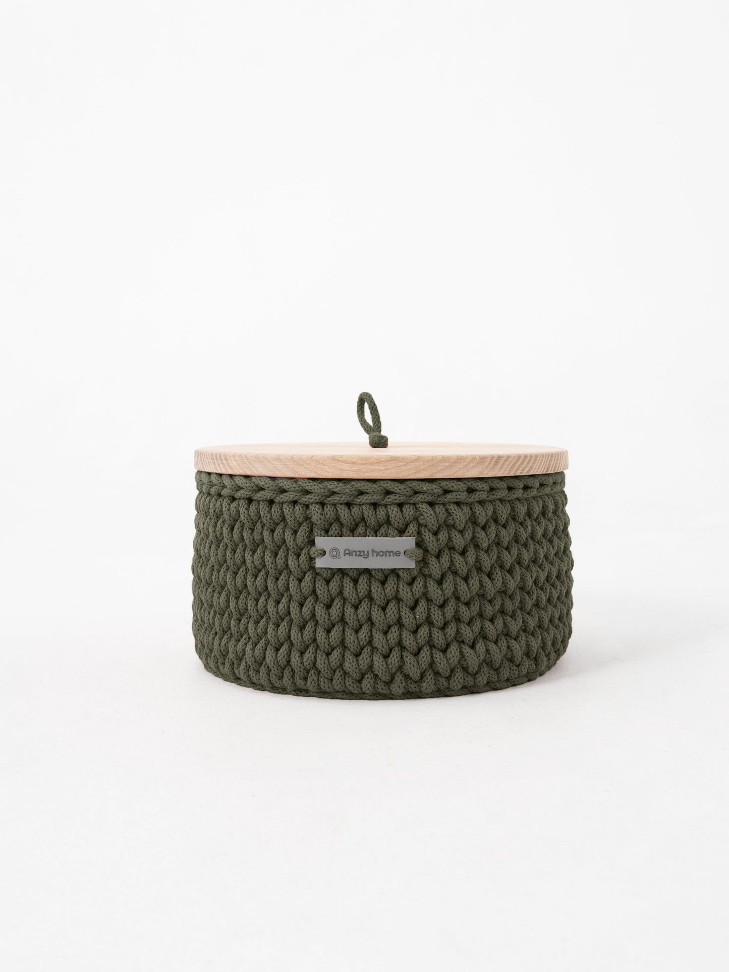 Round Storage Baskets w/ Wooden Lid