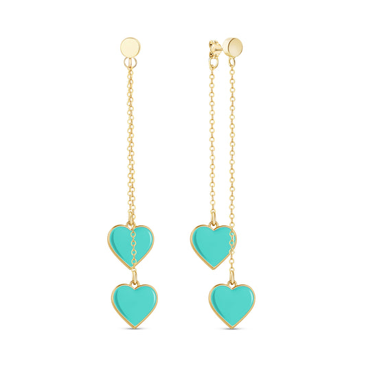 Single Hearted Girl Turquoise Heart Earrings | Gold Filled