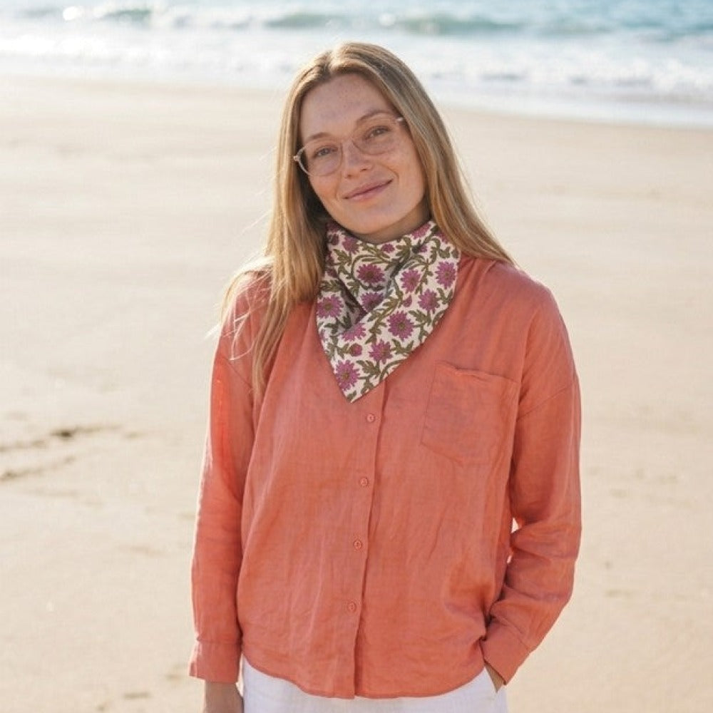 Bandana Scarf - Darlington Floral Raspberry Square