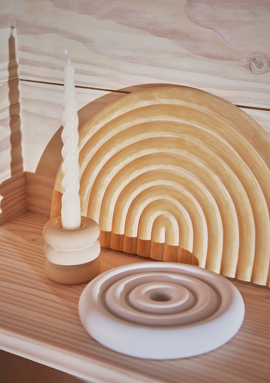 Savi Ceramic Candleholder - Beige