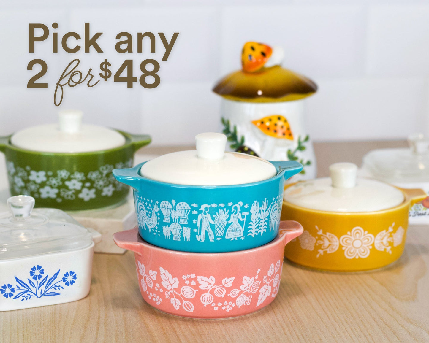 Pyrex-Inspired Forest Fancies Casserole Ceramic Trinket Box
