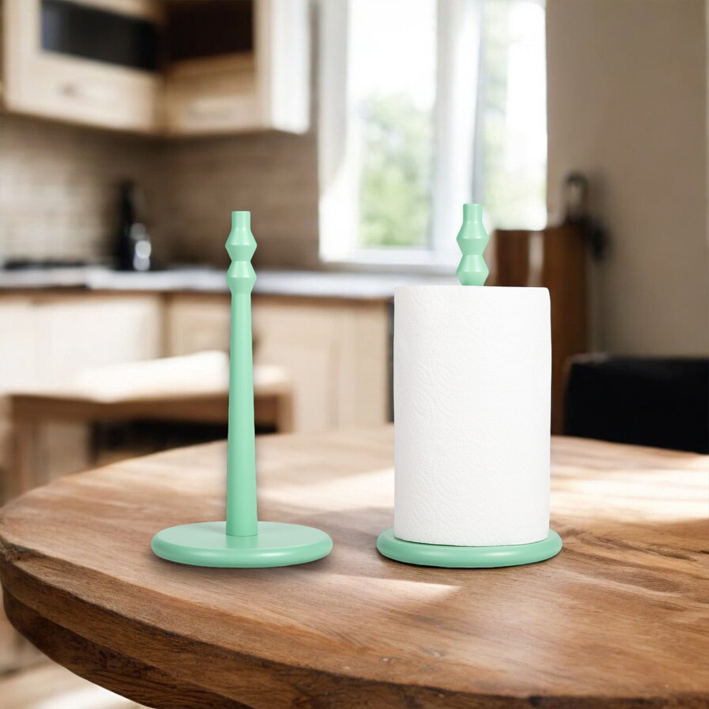 Wooden Kitchen Roll Holder in Opaline Green
