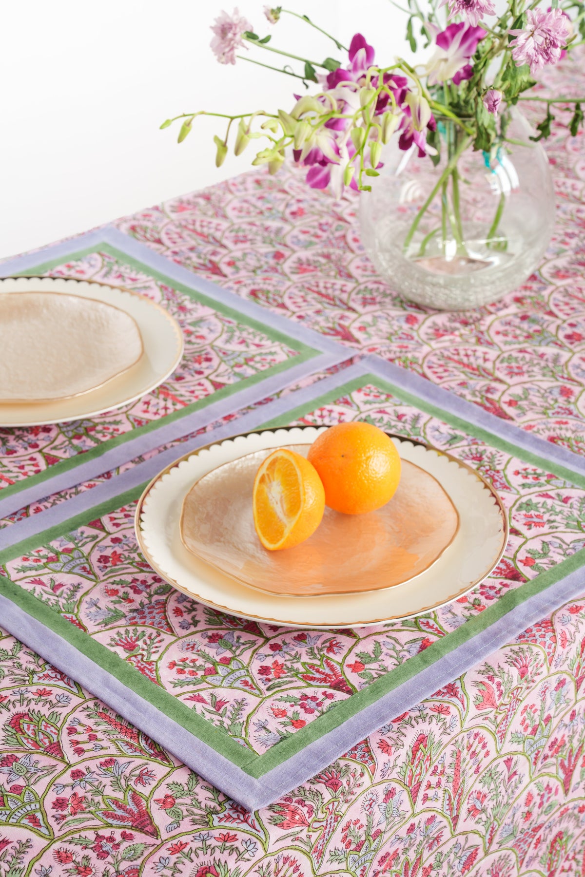 Pink Arch Blockprint Placemat, Set of 2