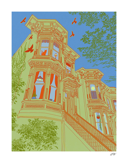 Bay Windows Print by Stephanie Browne