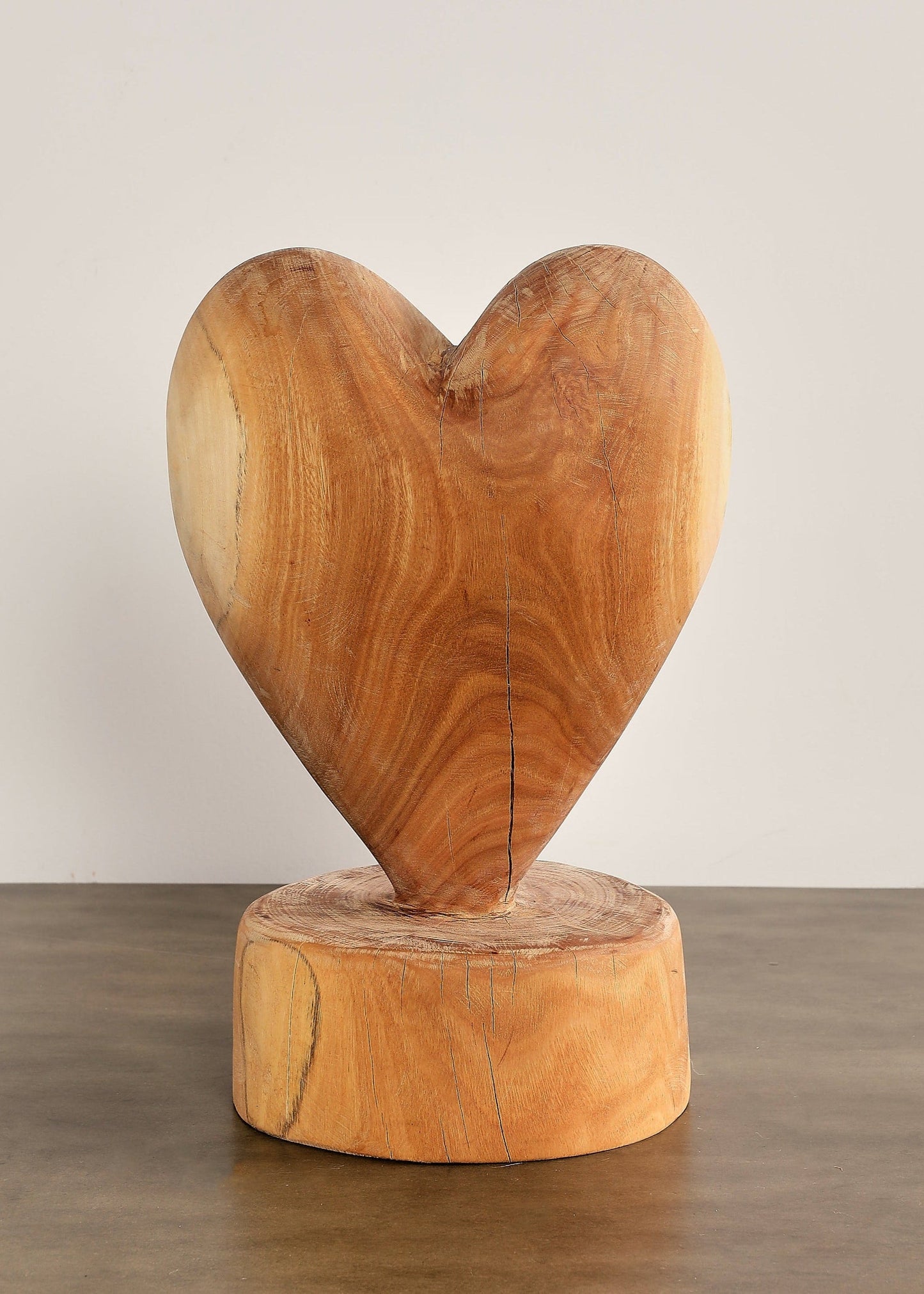 Heart on a Pedestal Eucalyptus Wood Sculpture