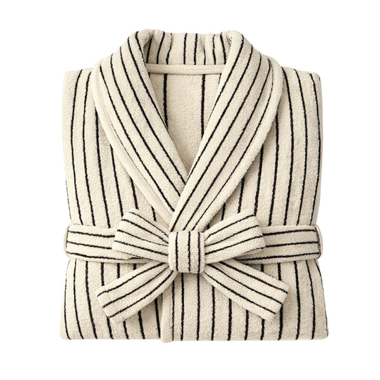Scandi Retro 100% Long-stapled Cotton Stripe Hooded Bathrobe