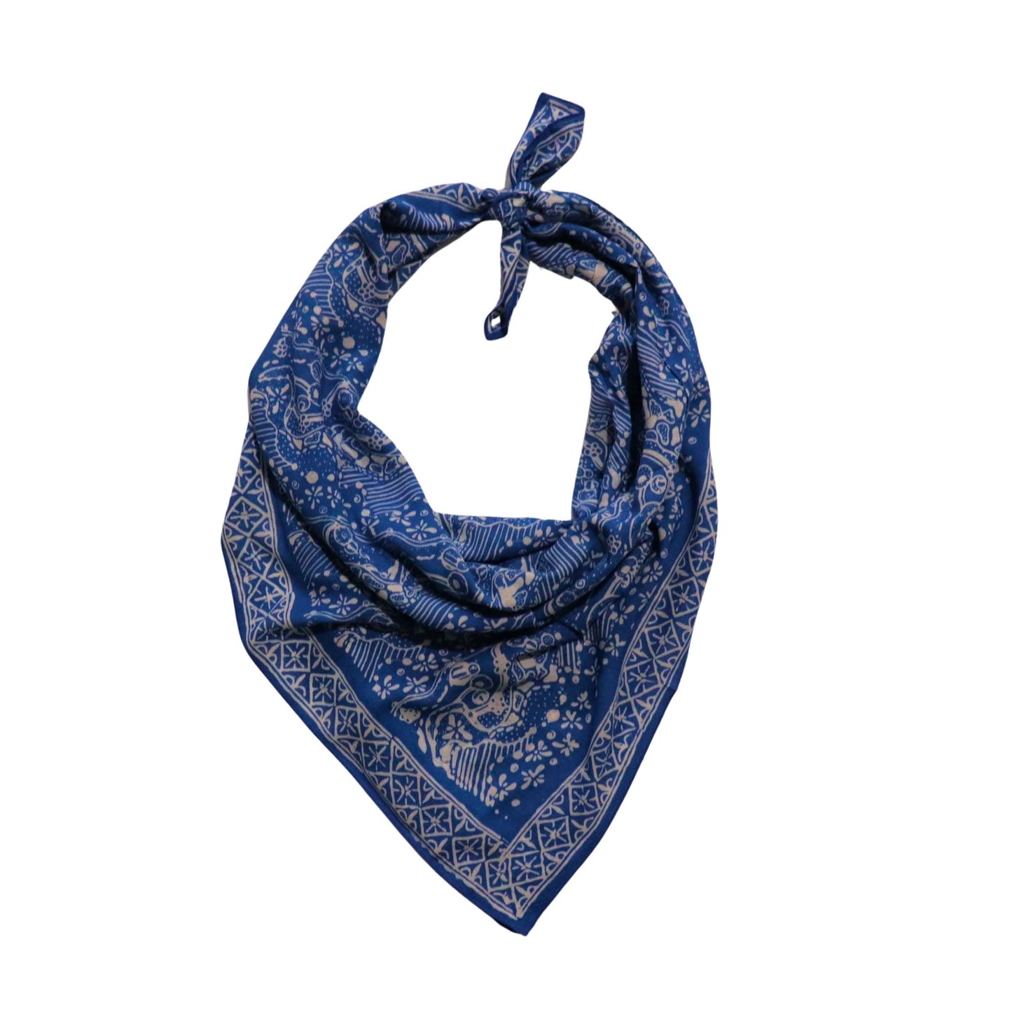 Large 39" Hand Dyed Batik Bandana - Tidal Flow