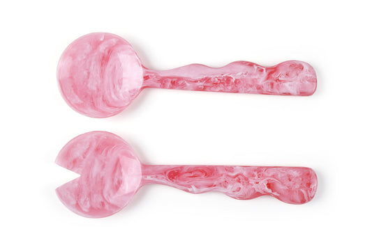 Handcrafted Resin Salad Server- Pink Set of 2 - 2 Quantity