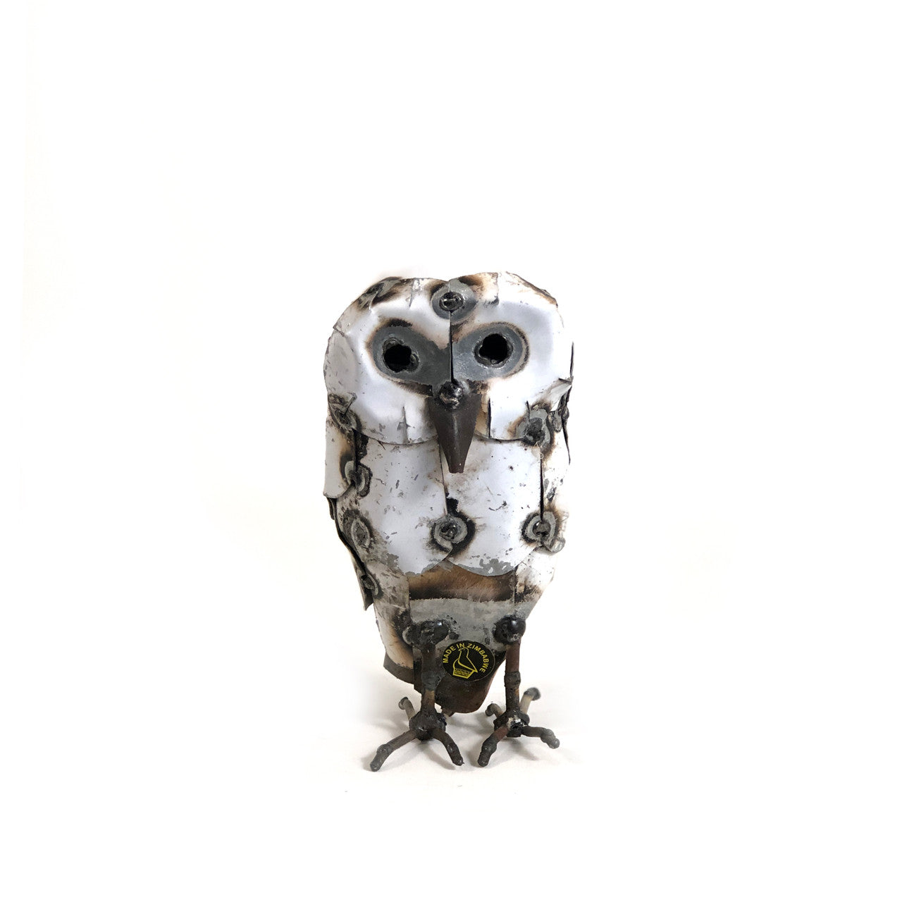 Recycled Metal Snowy White Owl