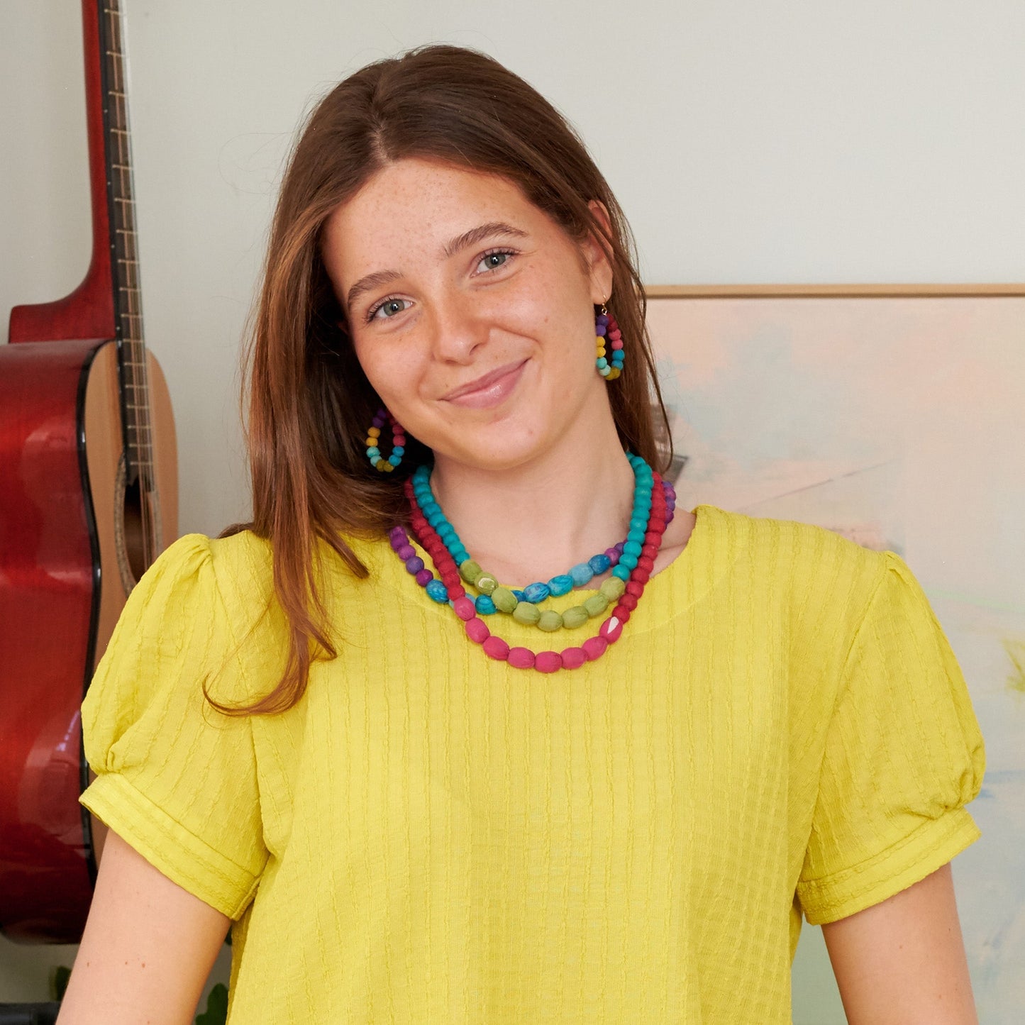 Kantha Couplet Necklace | Plum/Turquoise