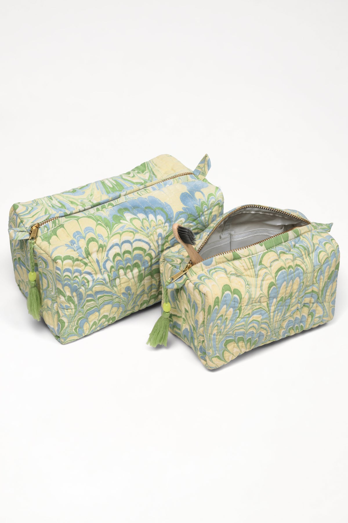 Seaglass Peacock Hand-Marbled Cosmetic Bag