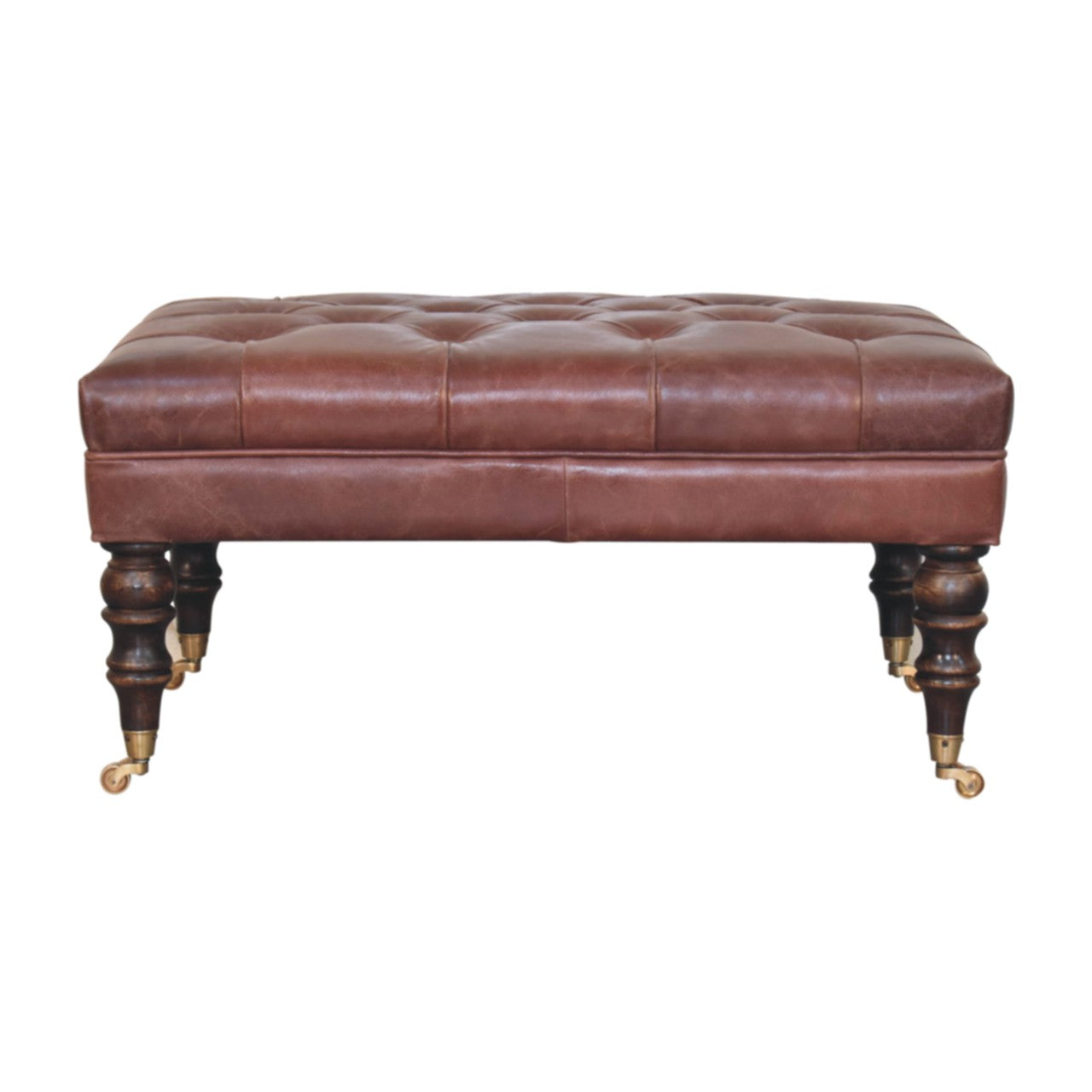 Buffalo Brown Leather Ottoman