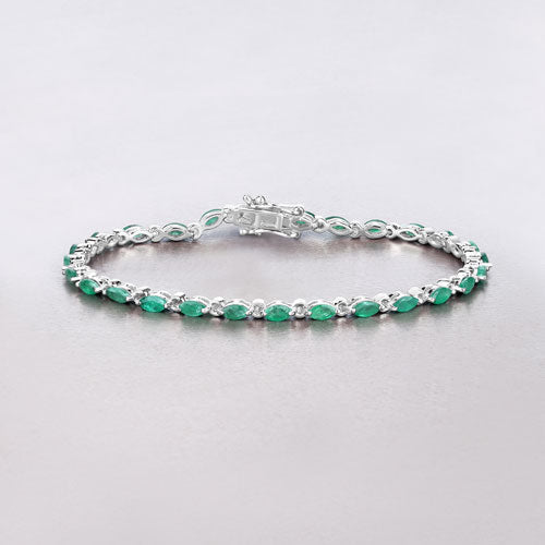 3.24 Carat Genuine Zambian Emerald .925 Sterling Silver Bracelet
