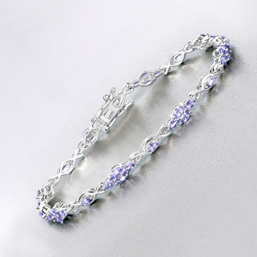 3.20 Carat Genuine Tanzanite .925 Sterling Silver Bracelet